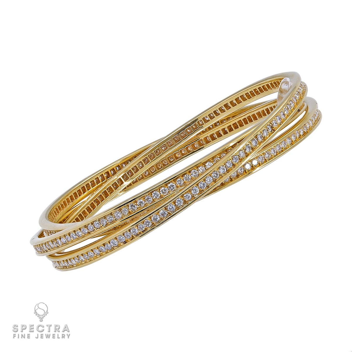 Signed Cartier Trinity Diamond Bracelet in 18K Gold