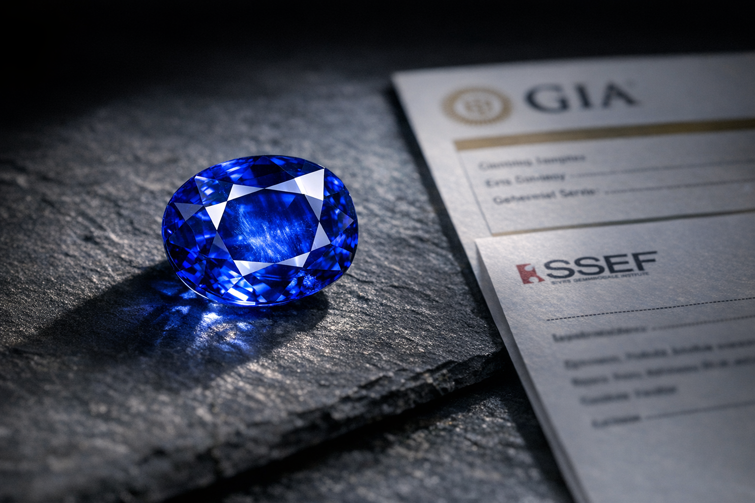A certified unheated Kashmir sapphire with SSEF certificate
