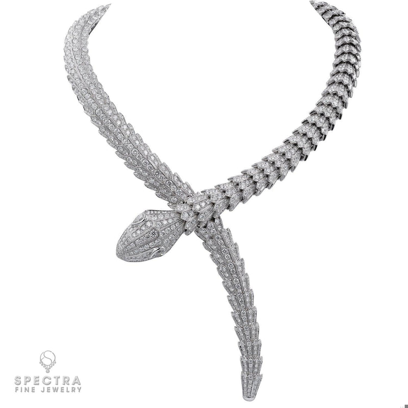 Bulgari Serpenti full-diamond serpent necklace — authenticated signed vintage jewelry