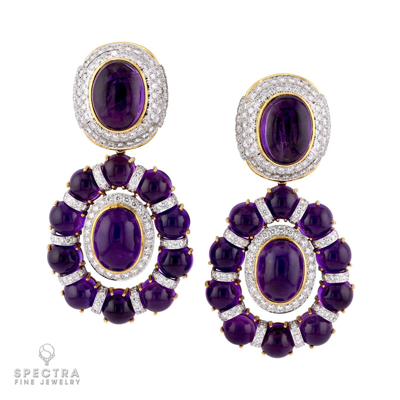 David Webb Amethyst Diamond Earrings