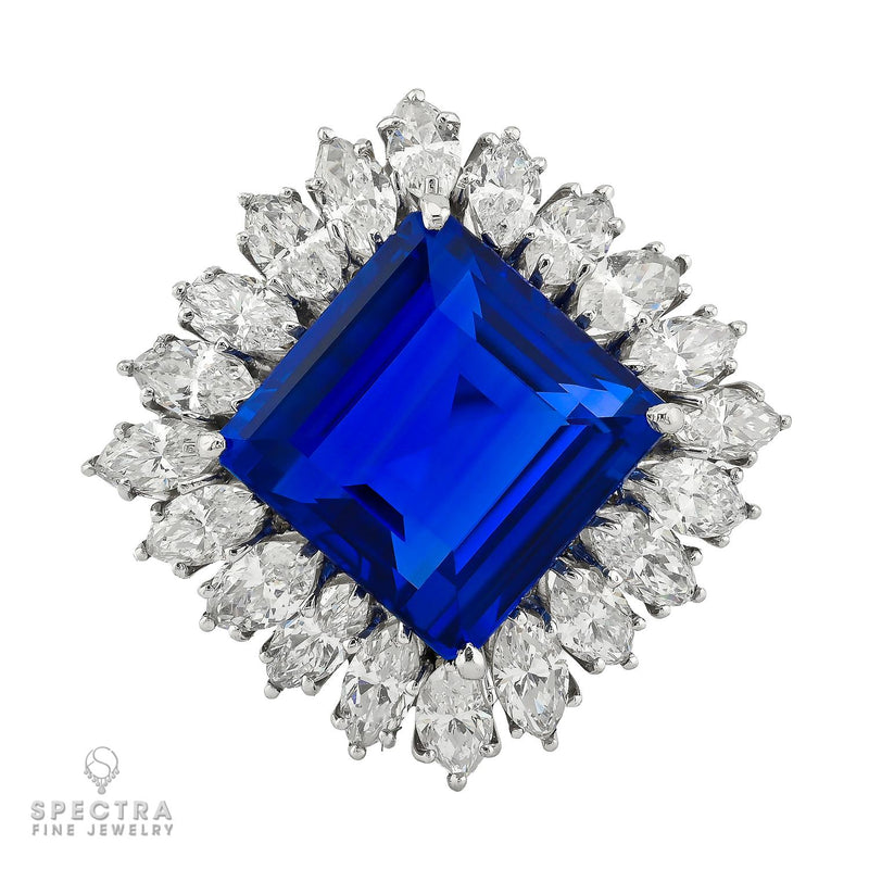 Signed vintage jewelry - Harry Winston Ceylon sapphire and diamond ring